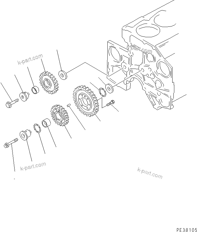 Komatsu parts book diagram for S6D140-1W S/N 17626-UP: IDLER GEAR