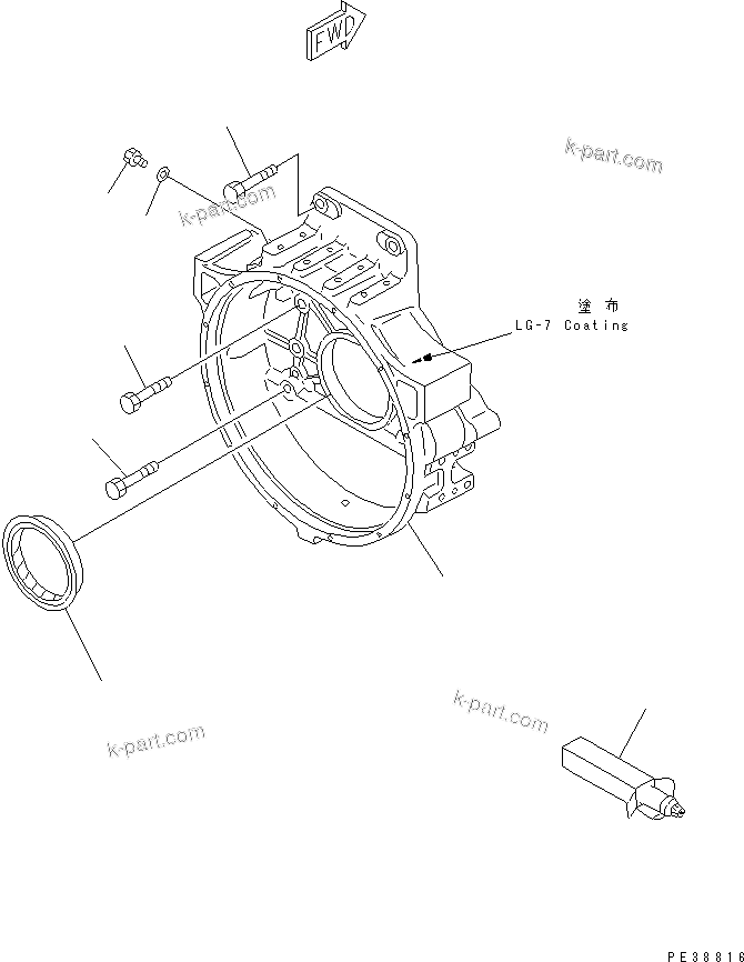 Komatsu parts book diagram for S6D140-1W S/N 17626-UP: FLYWHEEL HOUSING