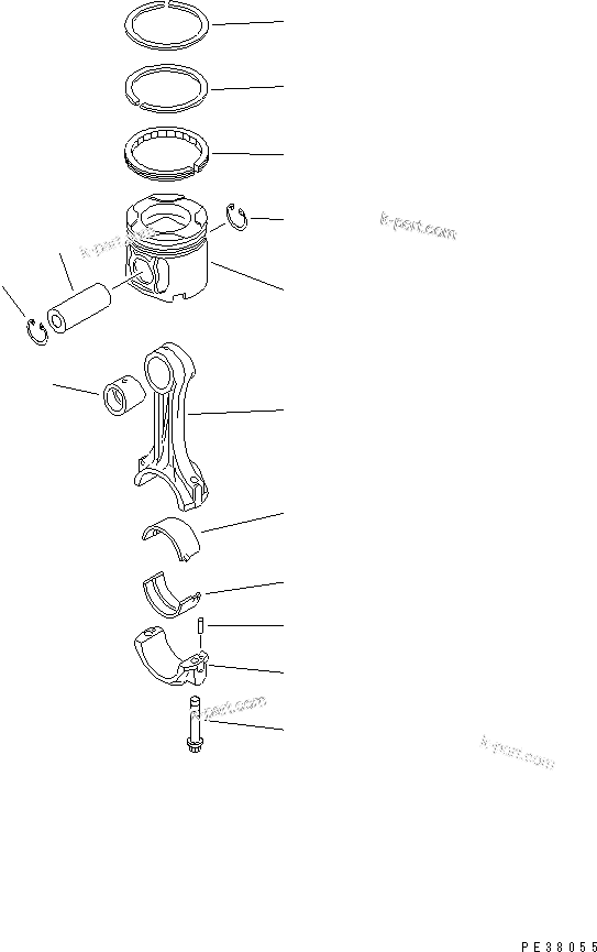 Komatsu parts book diagram for S6D140-1W S/N 17626-UP: PISTON