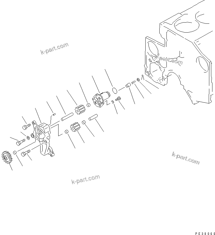 Komatsu parts book diagram for S6D140-1W S/N 17626-UP: OIL PUMP
