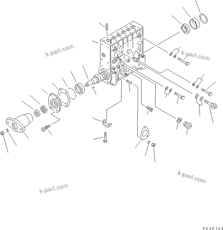 Komatsu parts book diagram for S6D140-1W S/N 17626-UP: FUEL INJECTION PUMP (PUMP) (1/2) (INNER PARTS)