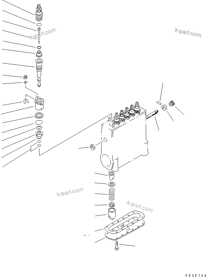 Komatsu parts book diagram for S6D140-1W S/N 17626-UP: FUEL INJECTION PUMP (PUMP) (2/2) (INNER PARTS)