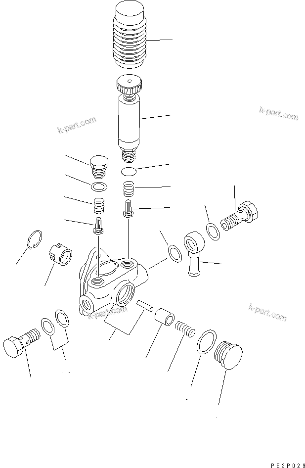 Komatsu parts book diagram for S6D140-1W S/N 17626-UP: FUEL INJECTION PUMP (FEED PUMP) (INNER PARTS)