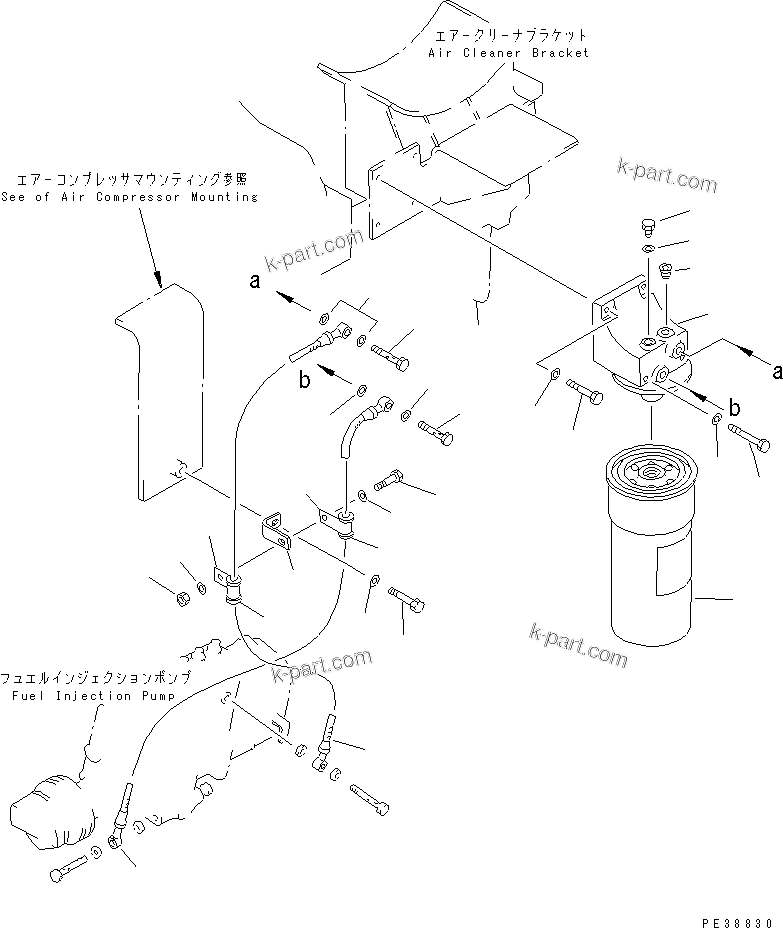Komatsu parts book diagram for S6D140-1W S/N 17626-UP: FUEL FILTER