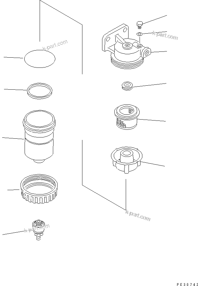 Komatsu parts book diagram for S6D140-1W S/N 17626-UP: WATER SEPARATOR