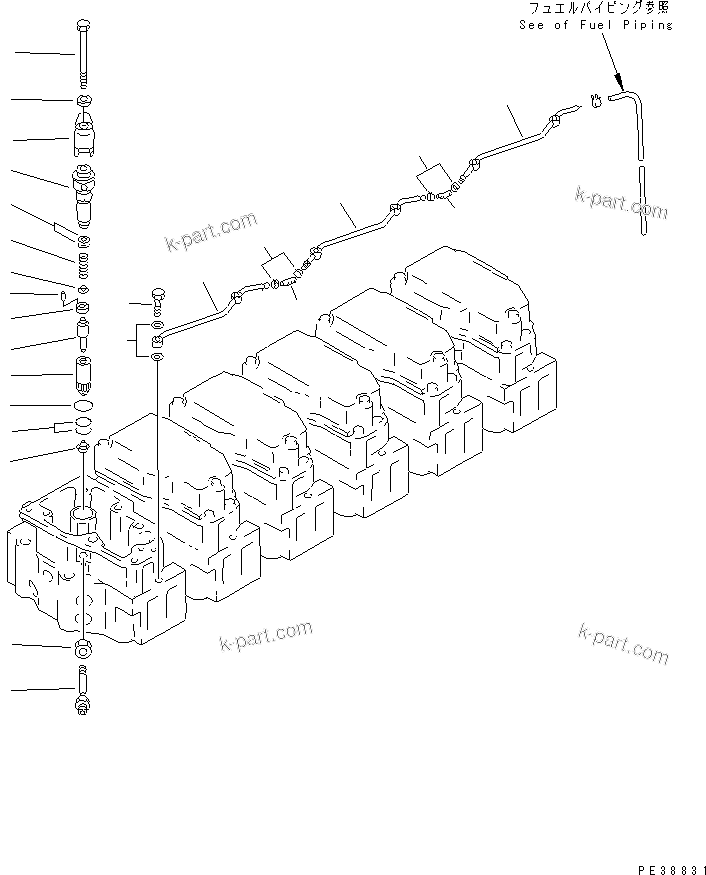 Komatsu parts book diagram for S6D140-1W S/N 17626-UP: INJECTION NOZZLE