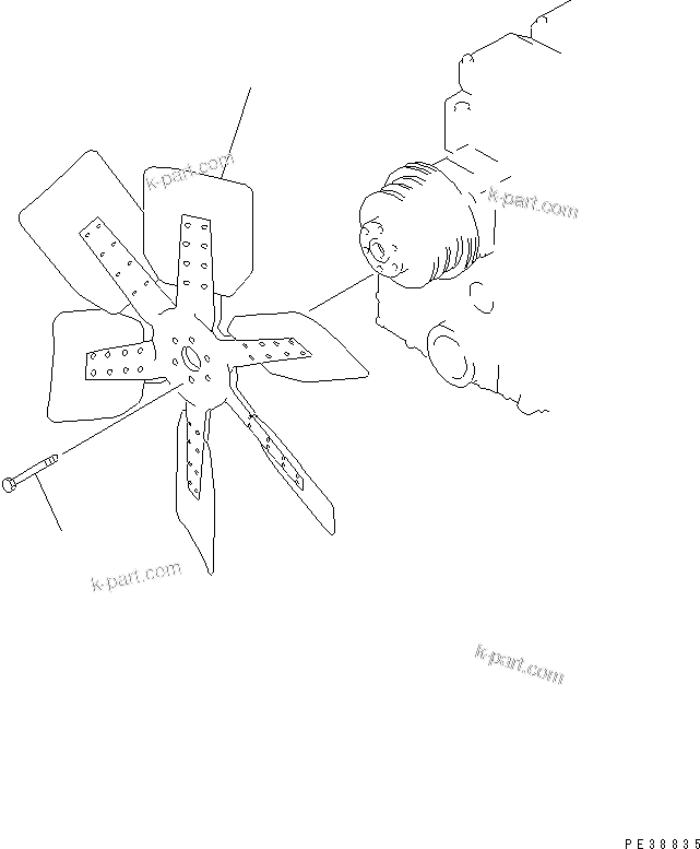 Komatsu parts book diagram for S6D140-1W S/N 17626-UP: COOLING FAN