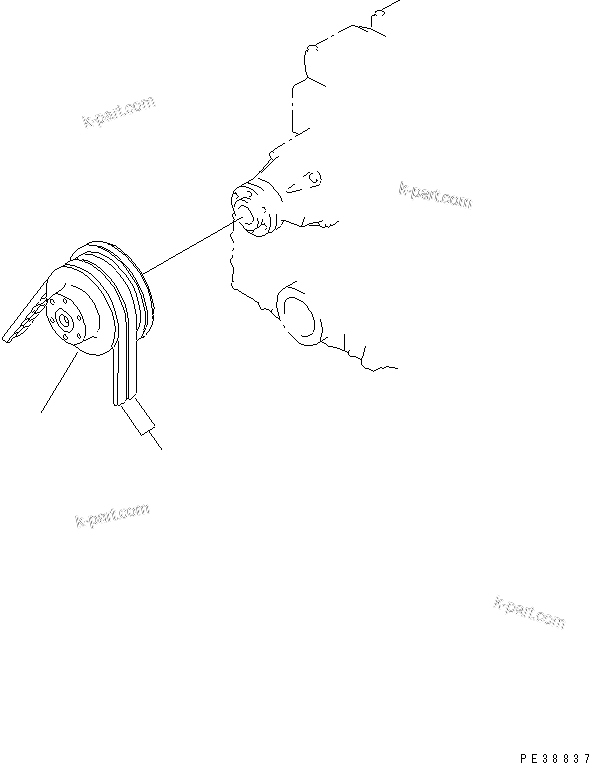 Komatsu parts book diagram for S6D140-1W S/N 17626-UP: FAN PULLEY (NON HARDENING PULLEY) (WITHOUT AIR CONDITIONER TYPE)