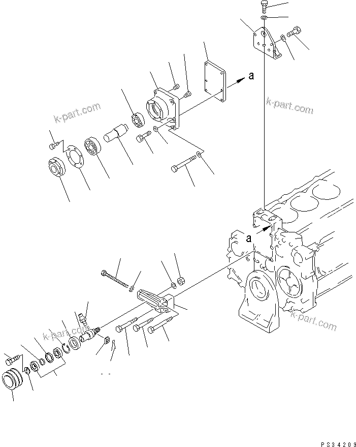 Komatsu parts book diagram for S6D140-1W S/N 17626-UP: FAN DRIVE (WITH HARDENING PULLEY)(#21282-)