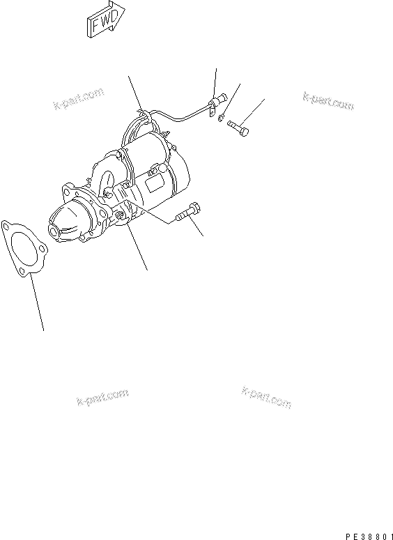 Komatsu parts book diagram for S6D140-1W S/N 17626-UP: STARTING MOTOR MOUNTING (11KW)