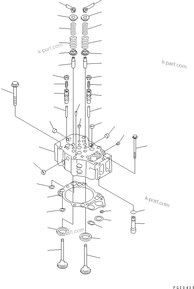 Komatsu parts book diagram for S6D140-1A S/N 10001-UP: CYLINDER HEAD(#10001-16835)