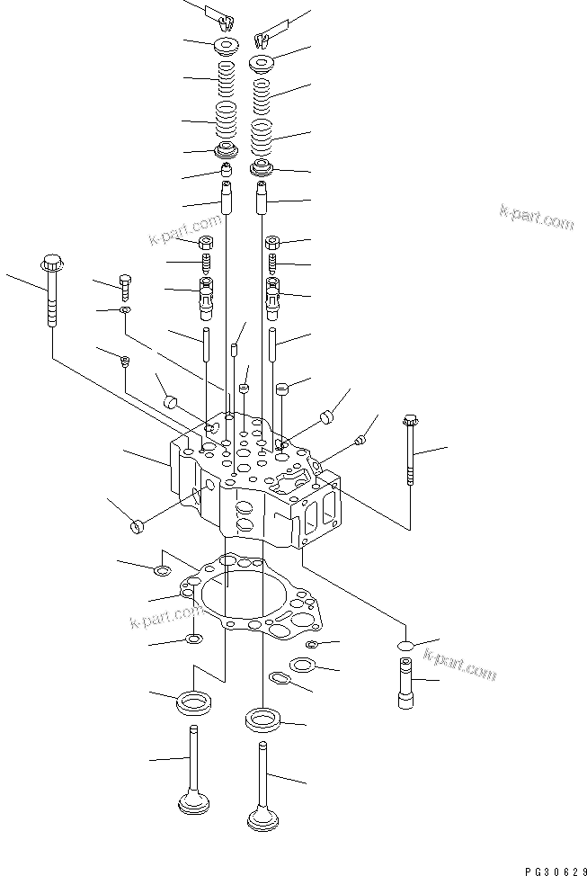 Komatsu parts book diagram for S6D140-1A S/N 10001-UP: CYLINDER HEAD(#16836-)
