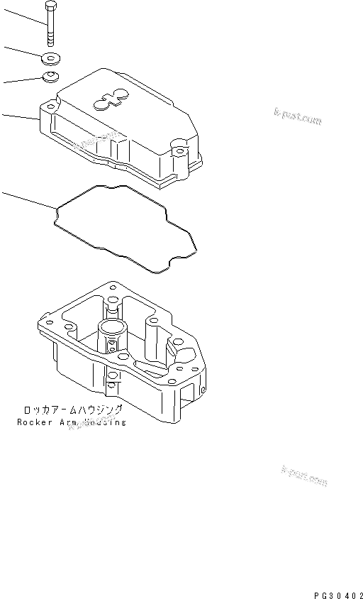 Komatsu parts book diagram for S6D140-1A S/N 10001-UP: ROCKER ARM HOUSING COVER(#10001-20518)