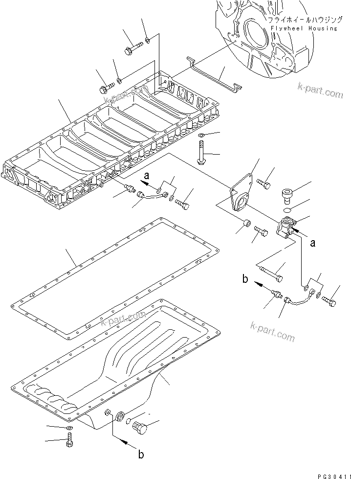 Komatsu parts book diagram for S6D140-1A S/N 10001-UP: OIL PAN(#10001-11976)