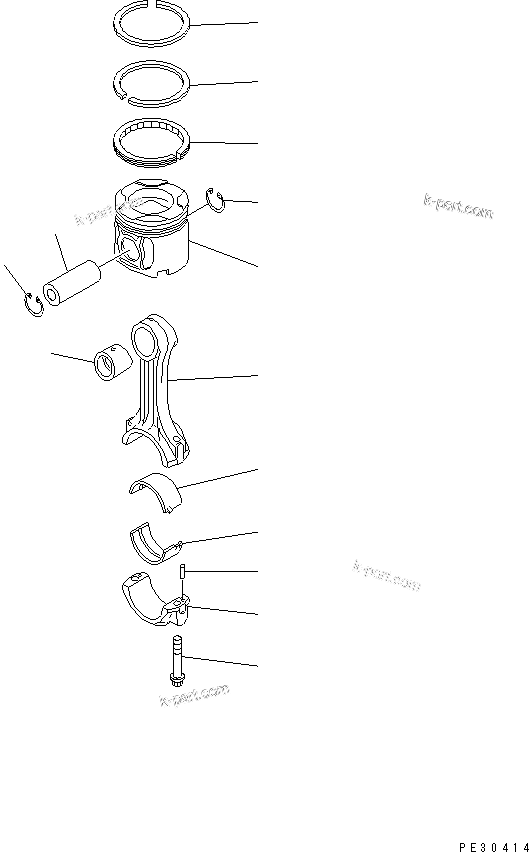 Komatsu parts book diagram for S6D140-1A S/N 10001-UP: PISTON AND CONNECTING ROD
