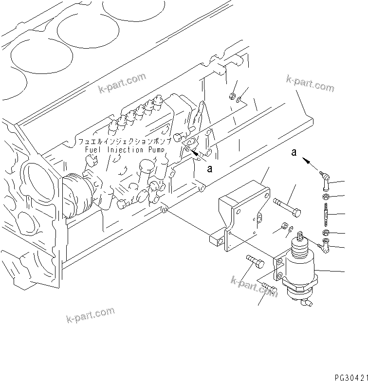 Komatsu parts book diagram for S6D140-1A S/N 10001-UP: SOLENOID AND MOUNTING(#10001-11032)
