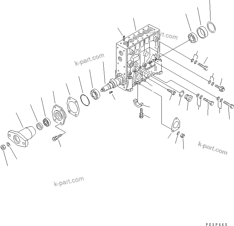 Komatsu parts book diagram for S6D140-1A S/N 10001-UP: FUEL INJECTION PUMP (PUMP) (1/2)(#10017-11032)
