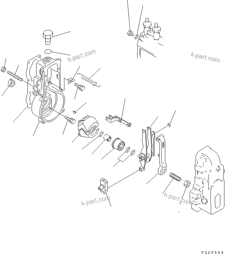 Komatsu parts book diagram for S6D140-1A S/N 10001-UP: FUEL INJECTION PUMP (GOVERNOR) (1/2)(#11968-15599)