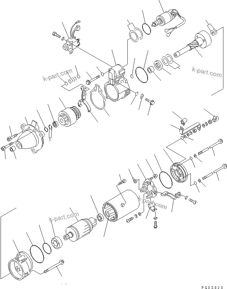 Komatsu parts book diagram for S6D140-1A S/N 10001-UP: STARTING MOTOR (11KW)(#10010-13912)