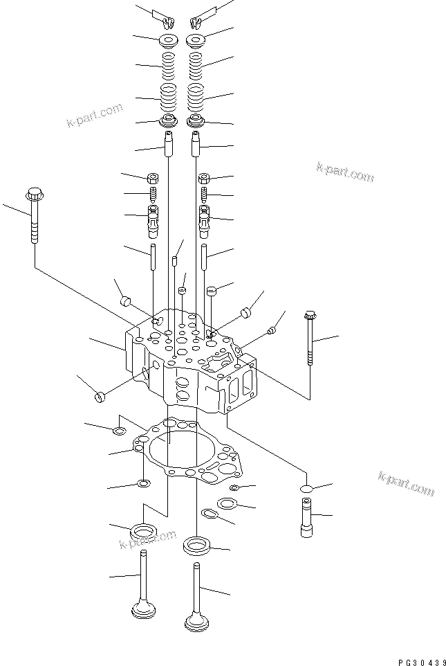 Komatsu parts book diagram for S6D140-1A S/N 10001-UP: CYLINDER HEAD(#10001-16835)