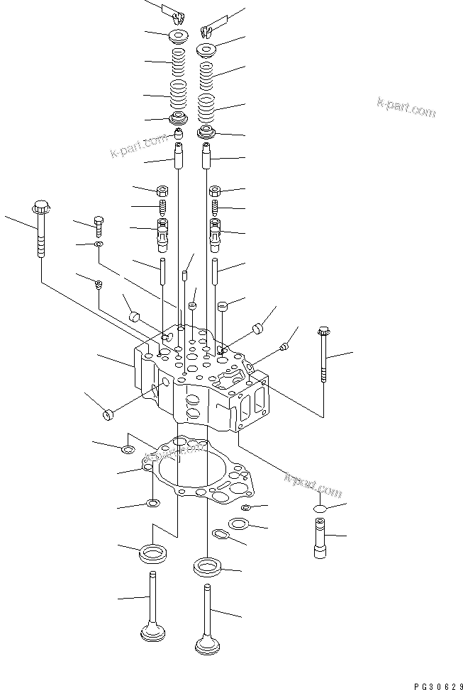 Komatsu parts book diagram for S6D140-1A S/N 10001-UP: CYLINDER HEAD(#16836-)