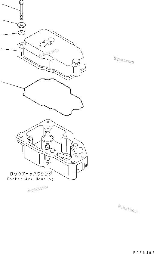 Komatsu parts book diagram for S6D140-1A S/N 10001-UP: ROCKER ARM HOUSING COVER(#10001-20518)