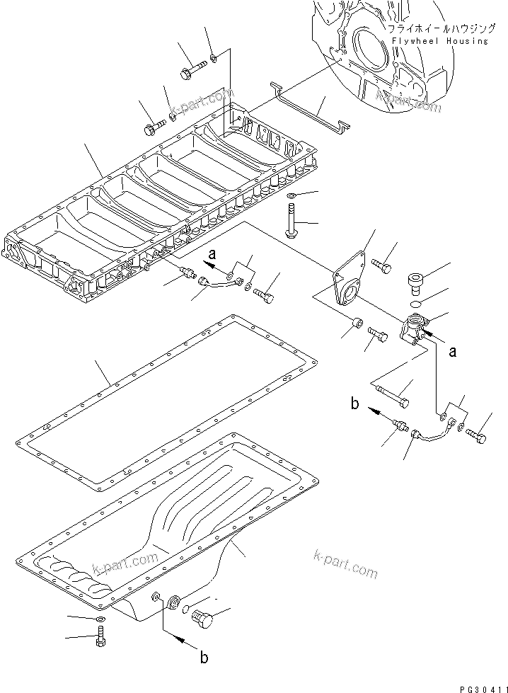 Komatsu parts book diagram for S6D140-1A S/N 10001-UP: OIL PAN(#10001-11976)