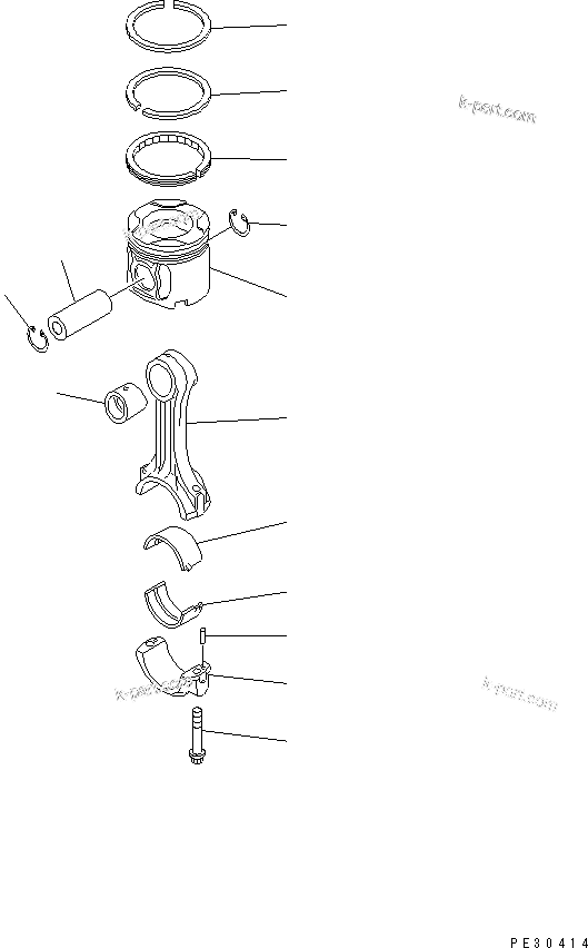 Komatsu parts book diagram for S6D140-1A S/N 10001-UP: PISTON AND CONNECTING ROD