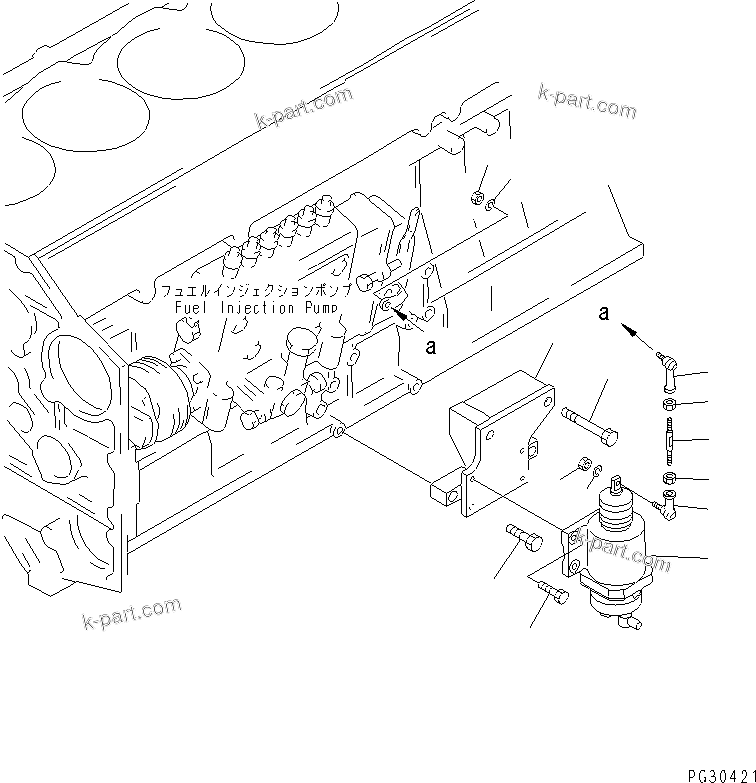 Komatsu parts book diagram for S6D140-1A S/N 10001-UP: SOLENOID AND MOUNTING(#10001-11032)