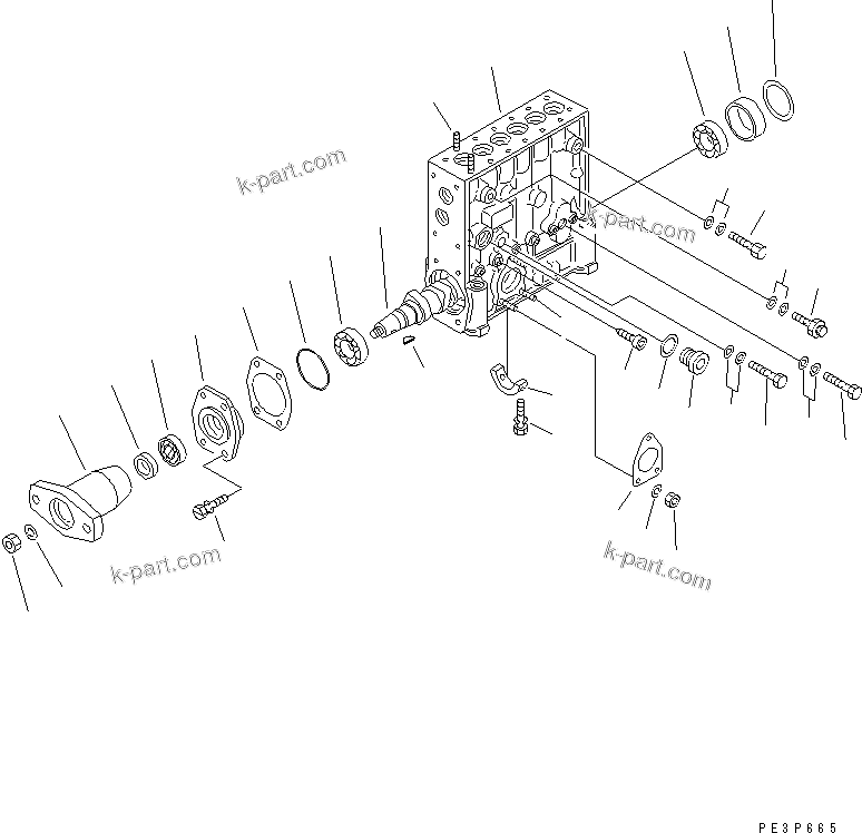 Komatsu parts book diagram for S6D140-1A S/N 10001-UP: FUEL INJECTION PUMP (PUMP) (1/2)(#10017-11032)