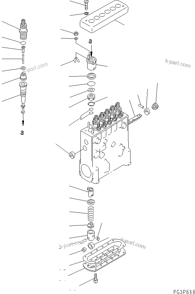 Komatsu parts book diagram for S6D140-1A S/N 10001-UP: FUEL INJECTION PUMP (PUMP) (2/2)(#10017-11032)