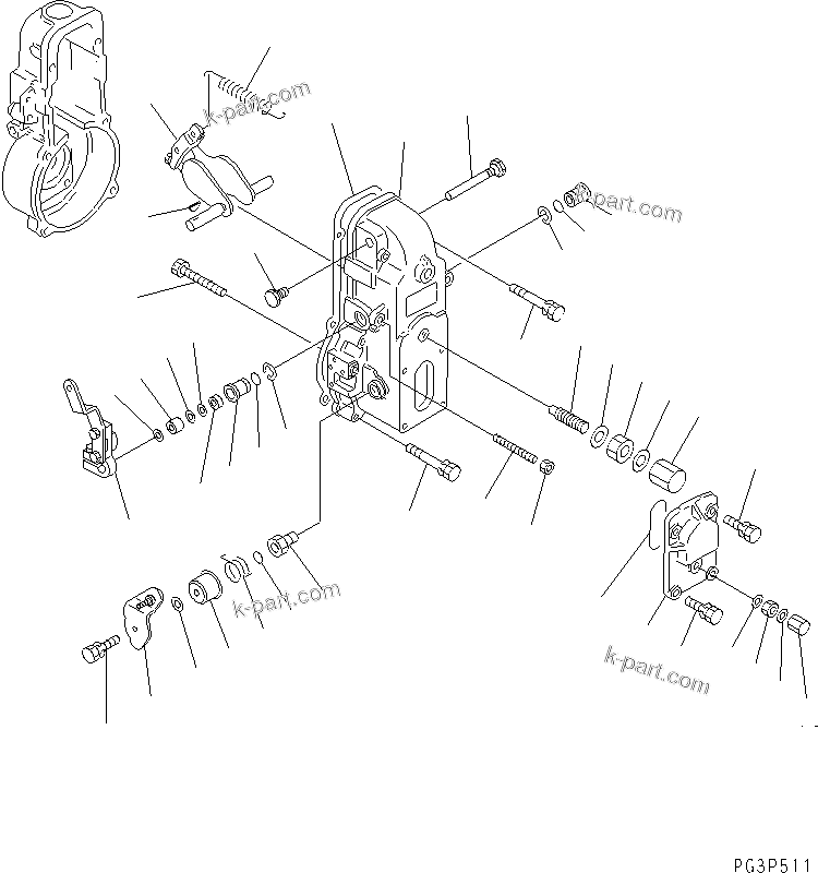 Komatsu parts book diagram for S6D140-1A S/N 10001-UP: FUEL INJECTION PUMP (GOVERNOR) (2/2)(#11968-15599)