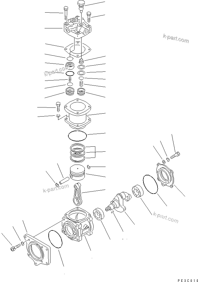 Komatsu parts book diagram for S6D140-1A S/N 10001-UP: AIR COMPRESSOR(#10001-11260)