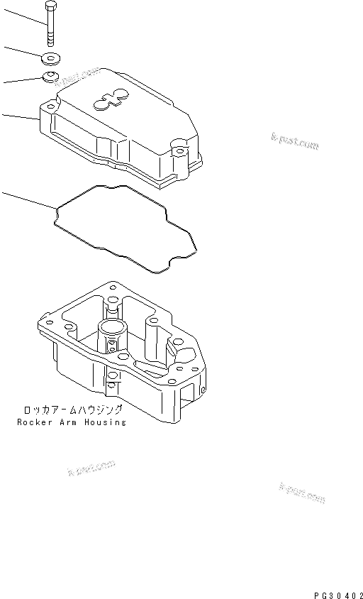 Komatsu parts book diagram for S6D140-1R S/N 10001-UP: ROCKER ARM HOUSING COVER(#10001-20518)