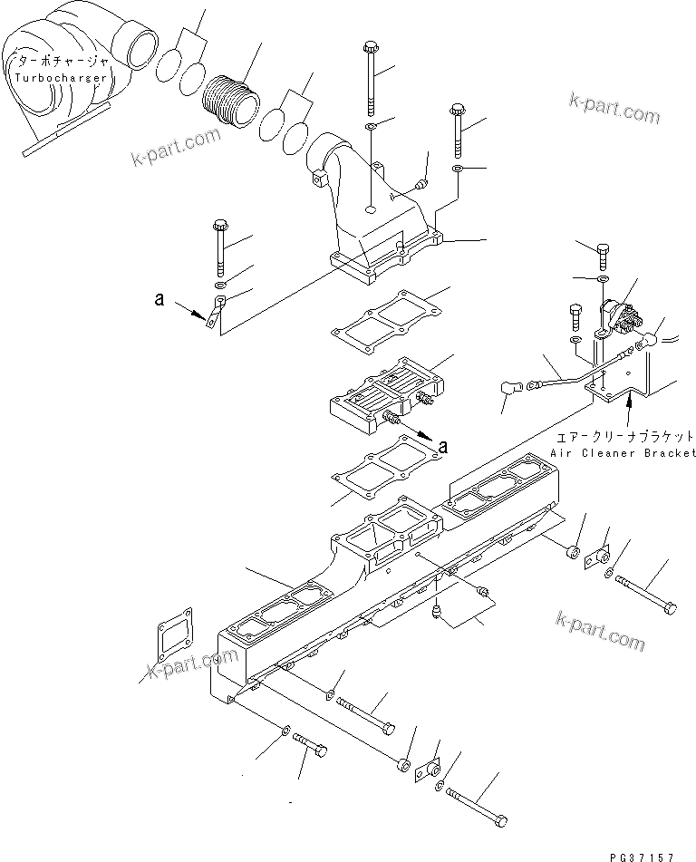Komatsu parts book diagram for S6D140-1R S/N 10001-UP: AIR INTAKE MANIFOLD AND CONNECTION(#10001-20518)