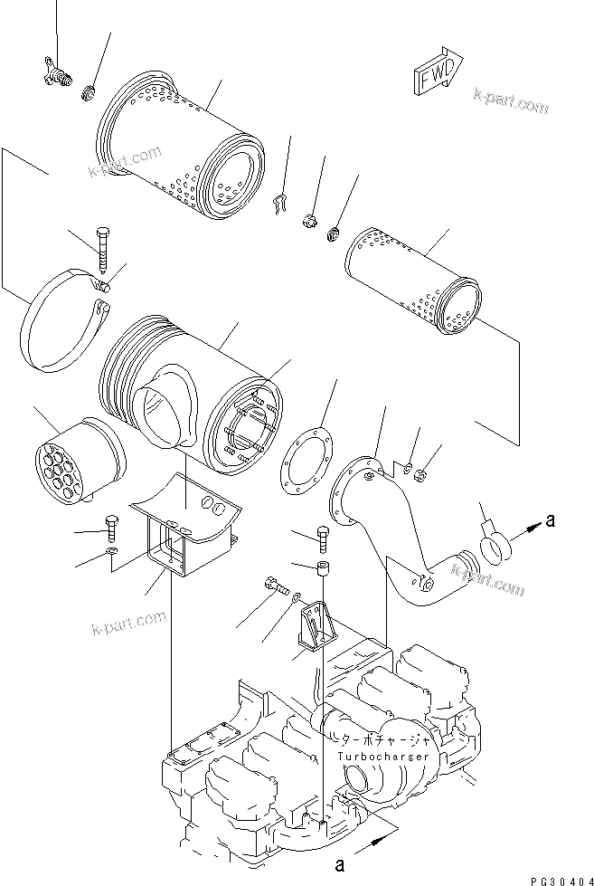 Komatsu parts book diagram for S6D140-1R S/N 10001-UP: AIR CLEANER AND MOUNTING