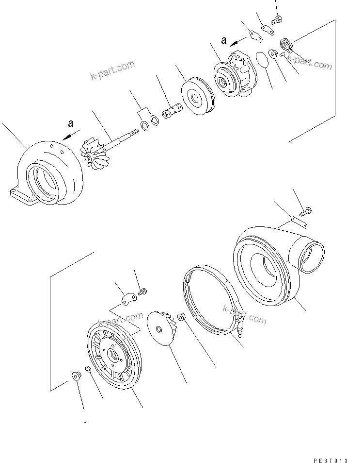 Komatsu parts book diagram for S6D140-1R S/N 10001-UP: TURBOCHARGER(#10980-20518)