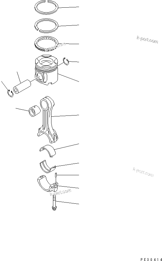 Komatsu parts book diagram for S6D140-1R S/N 10001-UP: PISTON AND CONNECTING ROD