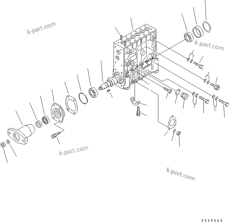 Komatsu parts book diagram for S6D140-1R S/N 10001-UP: FUEL INJECTION PUMP (PUMP) (1/2)(#15600-)