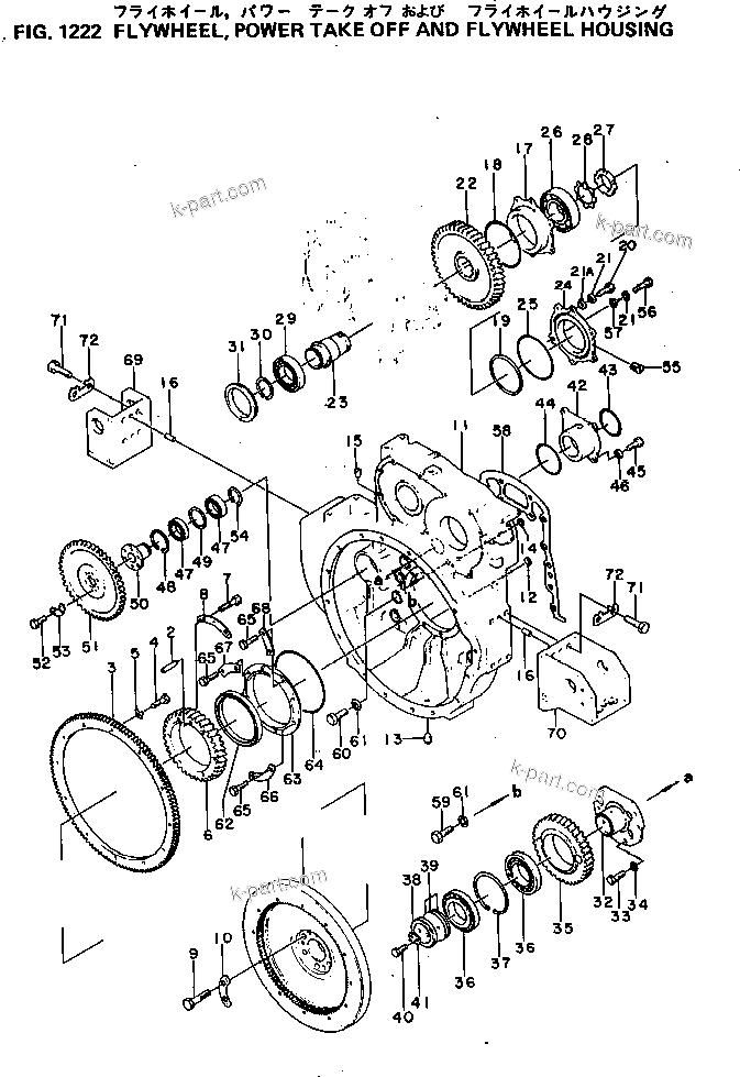 Komatsu parts book diagram for S6D155-4C S/N 10011-UP: FLYWHEEL ? POWER TAKE OFF AND FLYWHEEL HOUSING