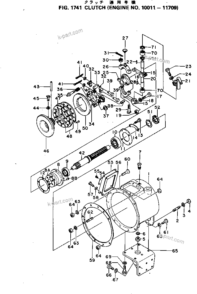 Komatsu parts book diagram for S6D155-4C S/N 10011-UP: CLUTCH(#10011-11709)