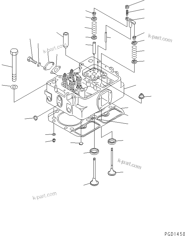 Komatsu parts book diagram for S6D155-4AA S/N 25887-UP: CYLINDER HEAD