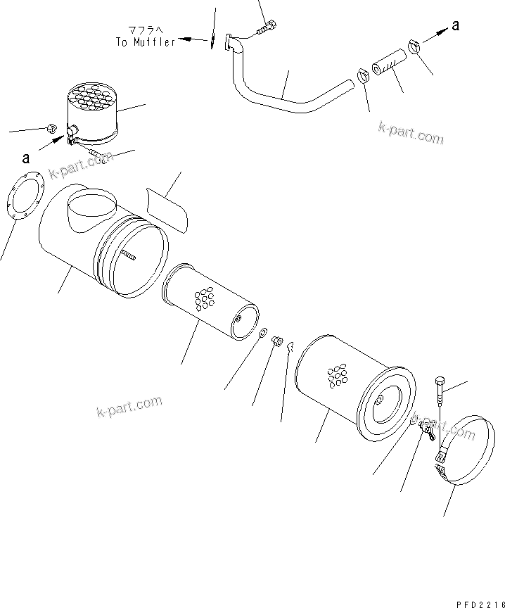 Komatsu parts book diagram for S6D155-4AA S/N 25887-UP: AIR CLEANER AND PRECLEANER(#25887-40714)