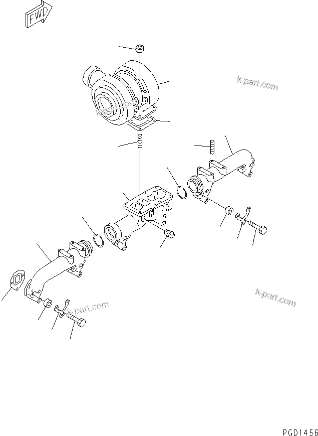 Komatsu parts book diagram for S6D155-4AA S/N 25887-UP: EXHAUST MANIFOLD