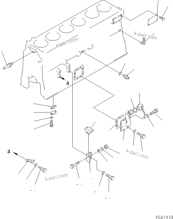 Komatsu parts book diagram for S6D155-4AA S/N 25887-UP: CYLINDER BLOCK (2/2)