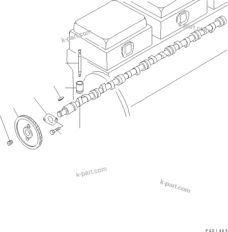 Komatsu parts book diagram for S6D155-4AA S/N 25887-UP: CAMSHAFT AND TAPPET