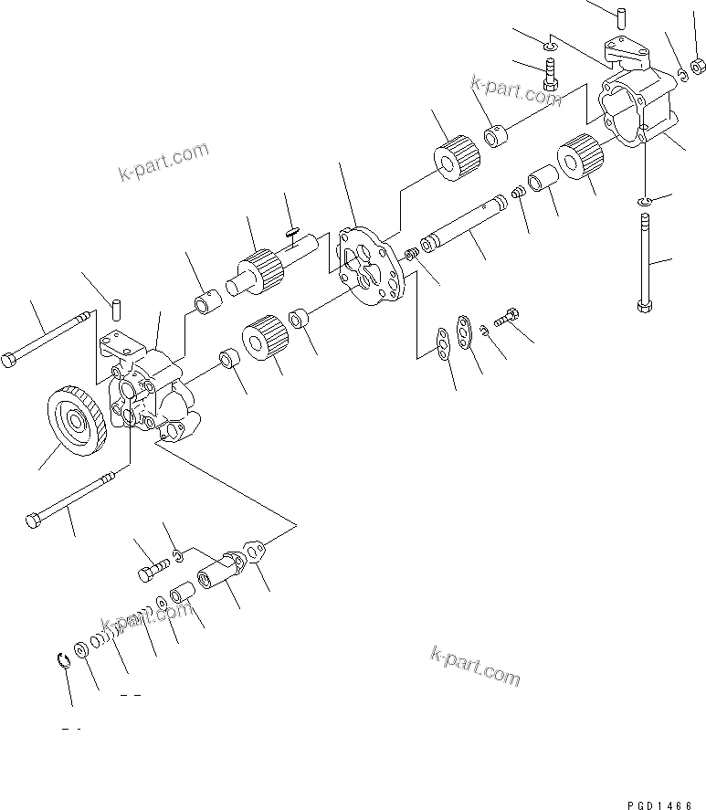 Komatsu parts book diagram for S6D155-4AA S/N 25887-UP: LUBRICATING OIL PUMP