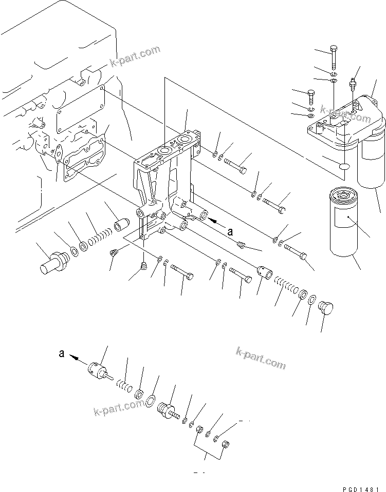 Komatsu parts book diagram for S6D155-4AA S/N 25887-UP: LUBRICATING OIL FILTER