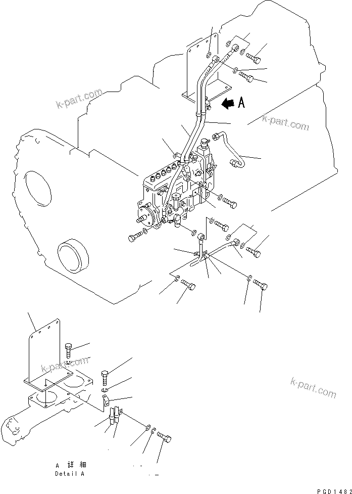 Komatsu parts book diagram for S6D155-4AA S/N 25887-UP: FUEL INJECTION PUMP AND PIPING (2/2)