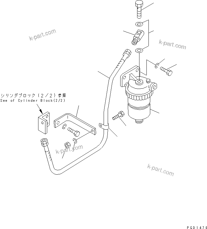 Komatsu parts book diagram for S6D155-4AA S/N 25887-UP: WATER SEPARATOR AND PIPING